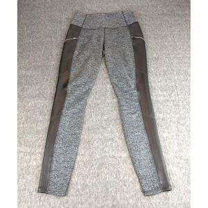 Athleta Metro Drifter Leggings Black Faux Leather Gray Luxe Herringbone Women XS